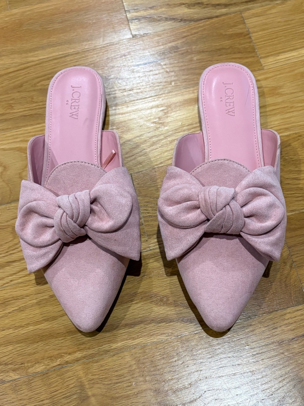 J. Crew Light Pink Bow Pointed-Toe Mules